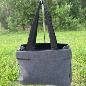 Vintage Canvas Tote Bag Women's Gray Jersey Denim Handbag